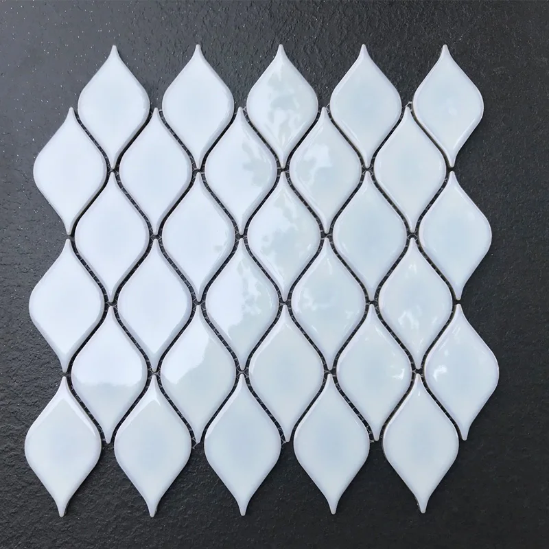 Fashion design white fan mosaic porcelain floor tiles looks like marble