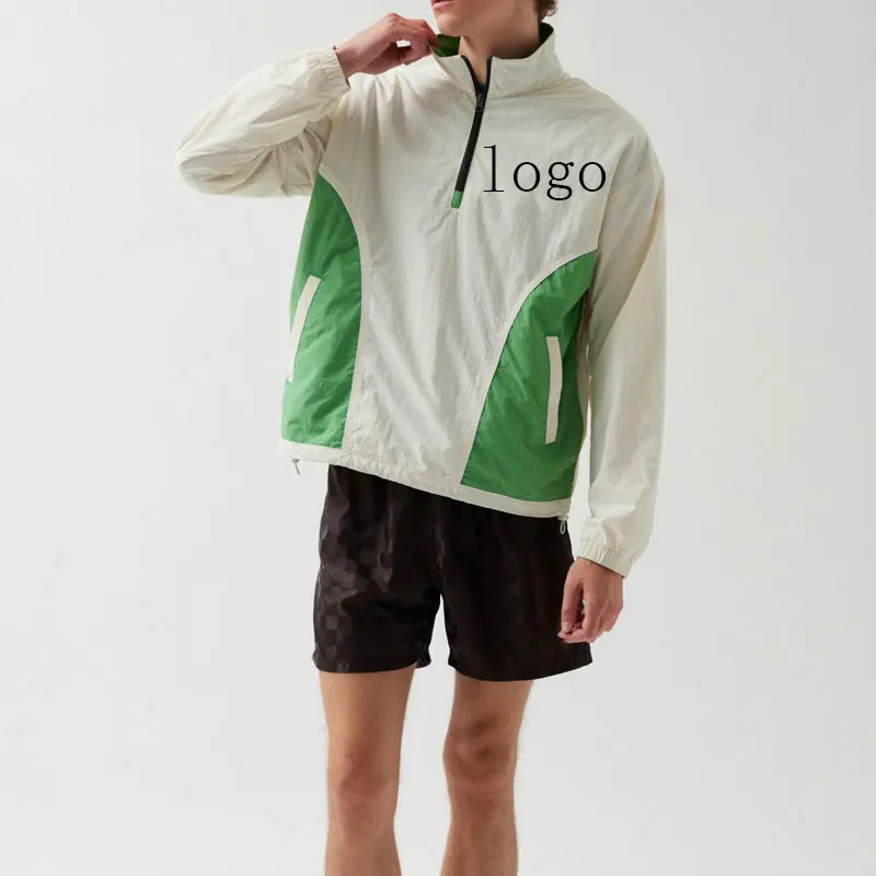 Wholesale Custom Lightweight Windbreaker Men Jacket 1/4 Zip lightweight Running Sports Jacket