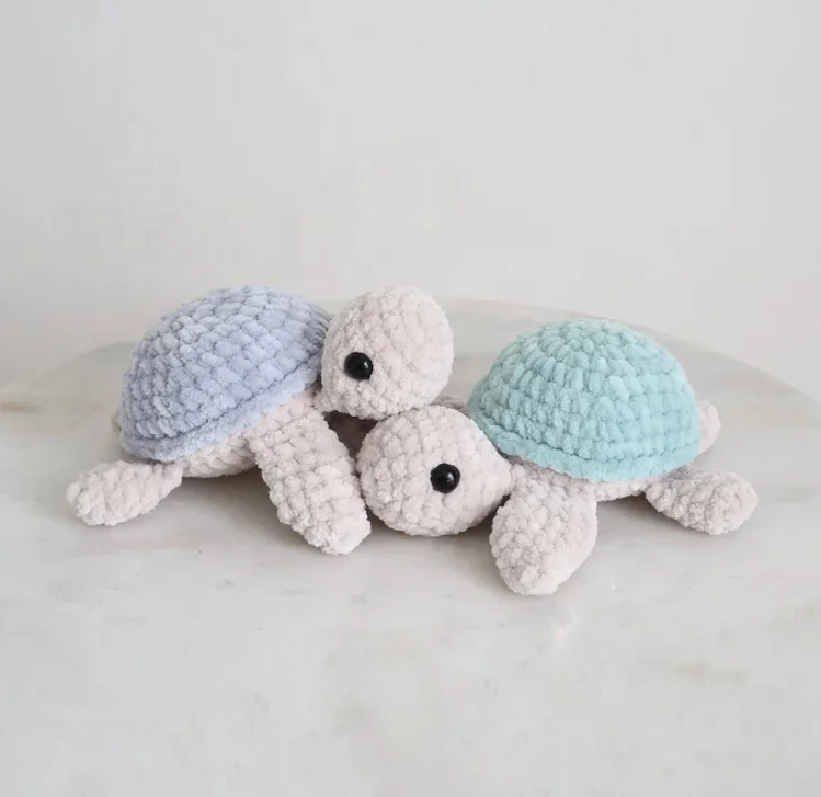 Custom Free logo wholesale amigurumi turtle toy stuffed turtle amigurumi crochet little turtle Cartoon sea animal plush toy