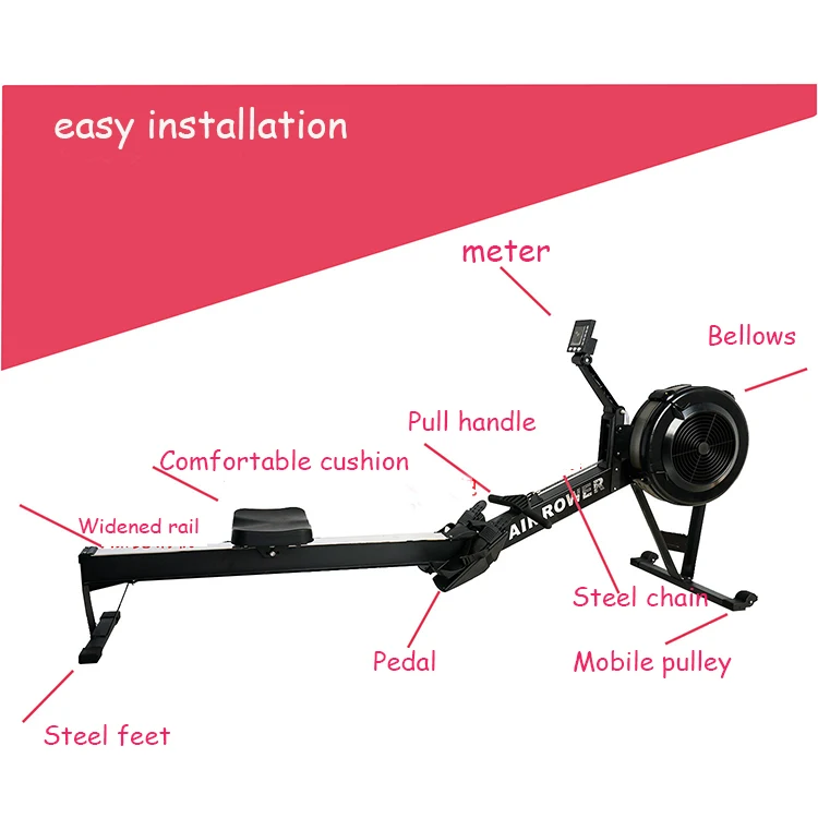 Luxury style air rowing machine healthware rowing machine