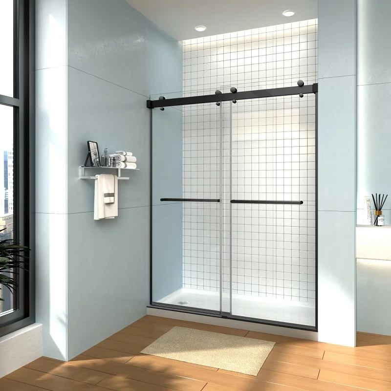 Competitive Price Frameless Glass Shower Enclosures Tempered Glass Partition Aluminum Sliding Shower Door