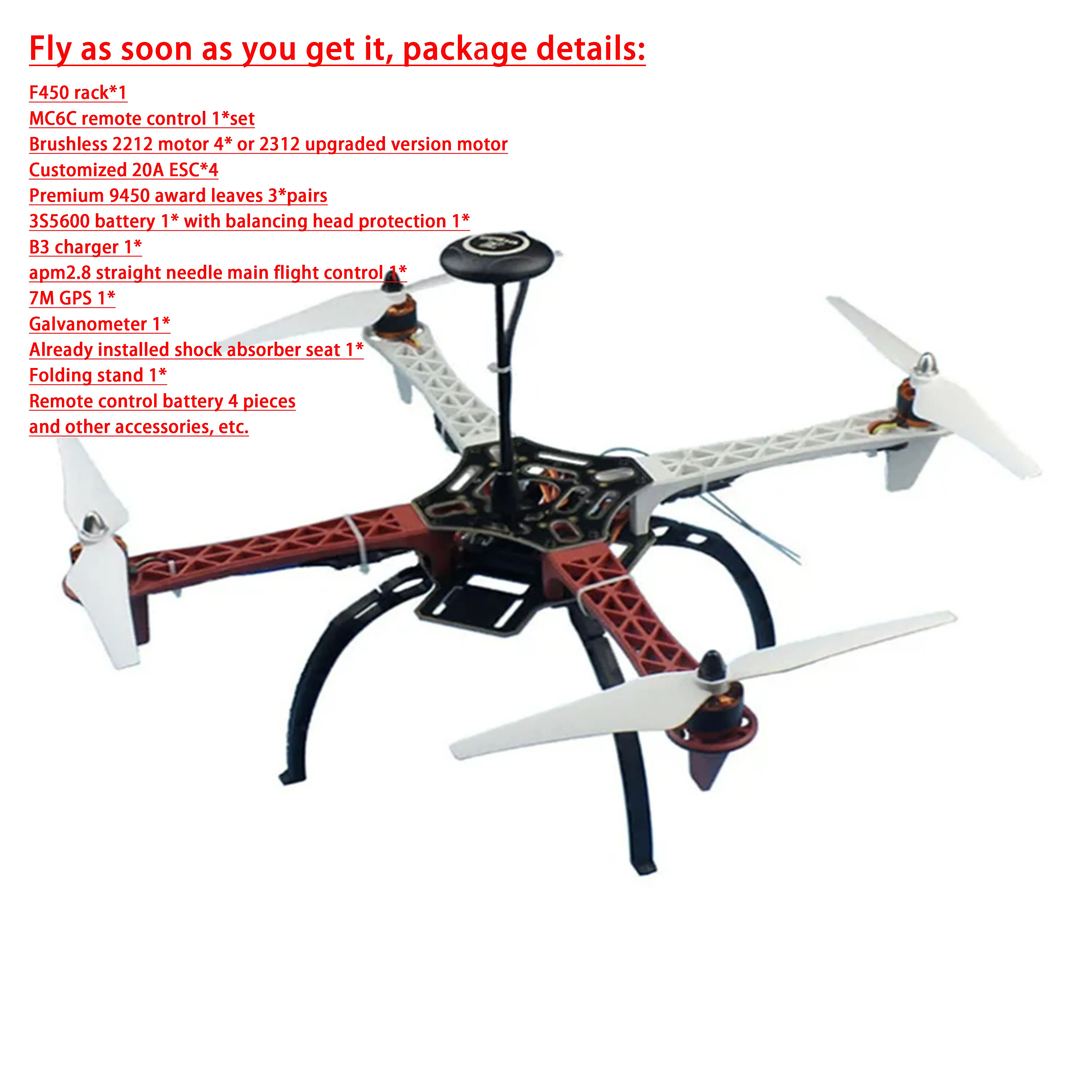 F450 450mm quadcopter frame kit with APM2.8 flight controller 7M GPS remote control aircraft combo kit ready to fly