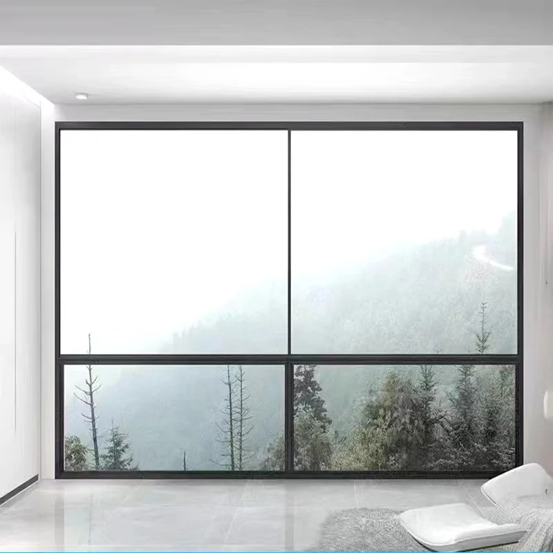 Broken bridge aluminum bulletproof 4 panel sliding window 3 track galvanized aluminum frame sliding window