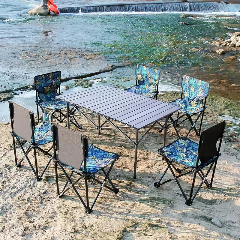 Camping Aluminum Folding Table Egg Roll Up Lightweight Foldable Table Portable Camp Table for Picnic Barbecue