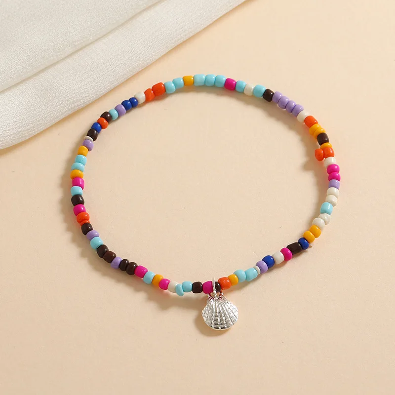 Cute Beaded Bracelet  Mixed Color Beads Flower Elastic Rope Chain Bracelet& Bangle Female Charm Jewelry