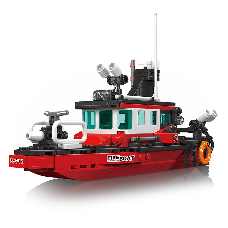 MOULD KING 10082 Fire Boat Educational  Plastic Assemble Kit Bricks Sets Mini Luxury 315+ Bricks Model  for Kids