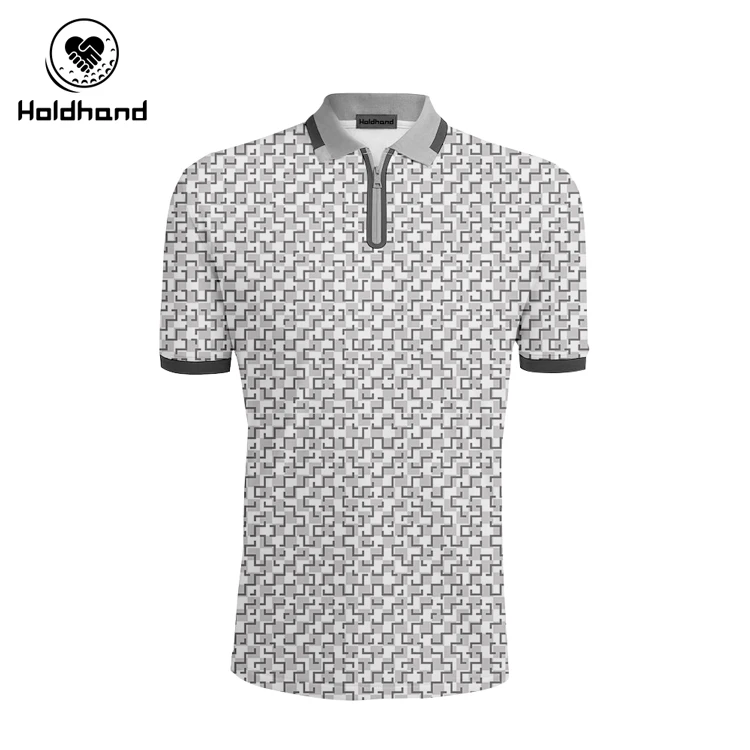 Grey blue  Advanced Abstract Design Cool Button Down Polo Golf Shirt for Men