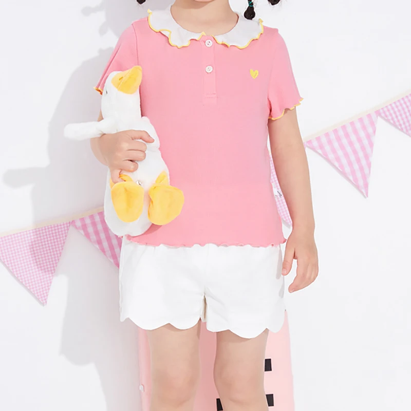 
Children beautiful KID pink Color cotton Custom Short Sleeve T shirt 