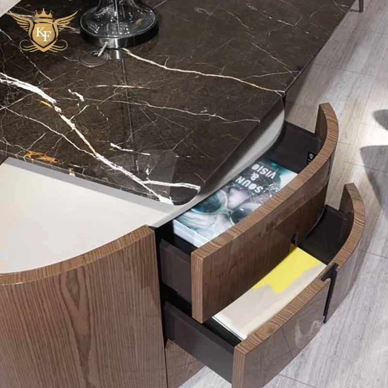 High end creative design luxury home office marble executive office desk ceo manager table with adjustable drawers