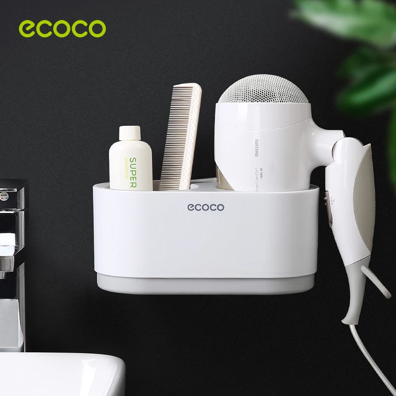
Wholesale Custom Multifunctional Bathroom Wall Mounted Shelf Rack Hair Dryer Holder Plastic Hair Dryer Storage Rack 
