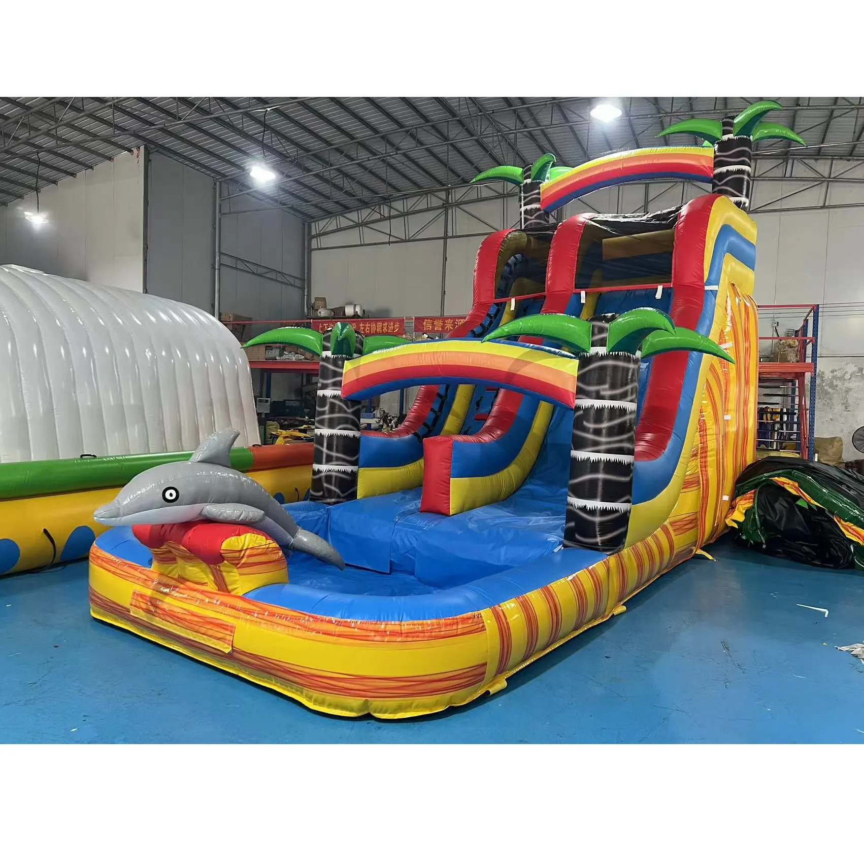 Customized Commercial Dolphin Colorful Slide Inflatable Commercial Water Slide with Pool Inflatable Water Slides Wholesale