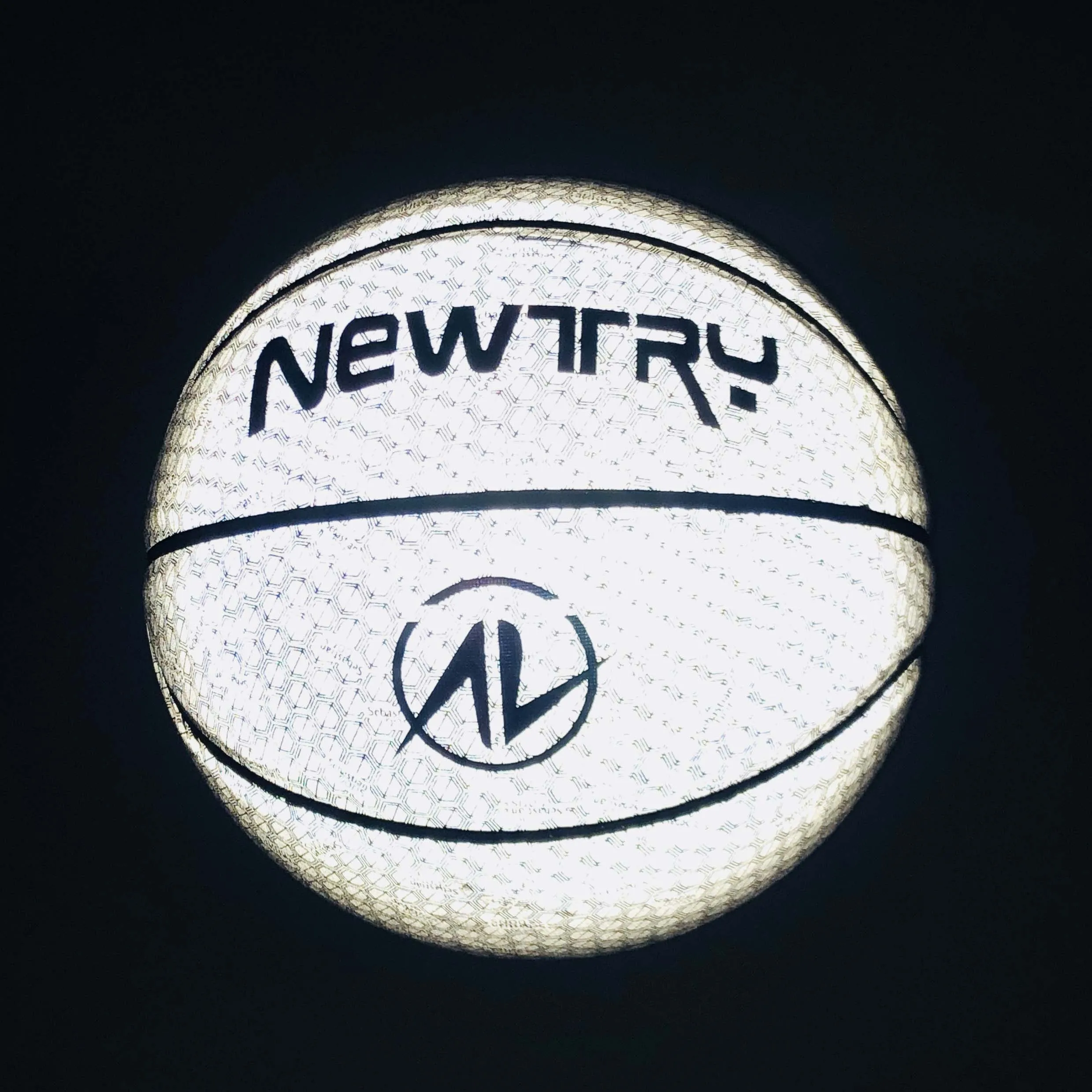 Custom Logo Glowing Holographic Basketball Reflective Shiny Leather Ball on Sale-Glow in the Dark Basketball Personalized Design