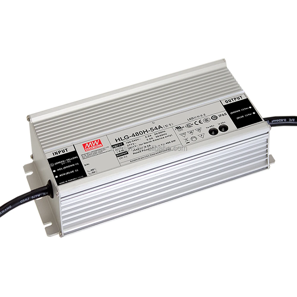 Meanwell HLG-480H-24A 480 Вт постоянное напряжение постоянный ток Светодиодный драйвер Водонепроницаемый IP65 IP67 Открытый Средний источник питания