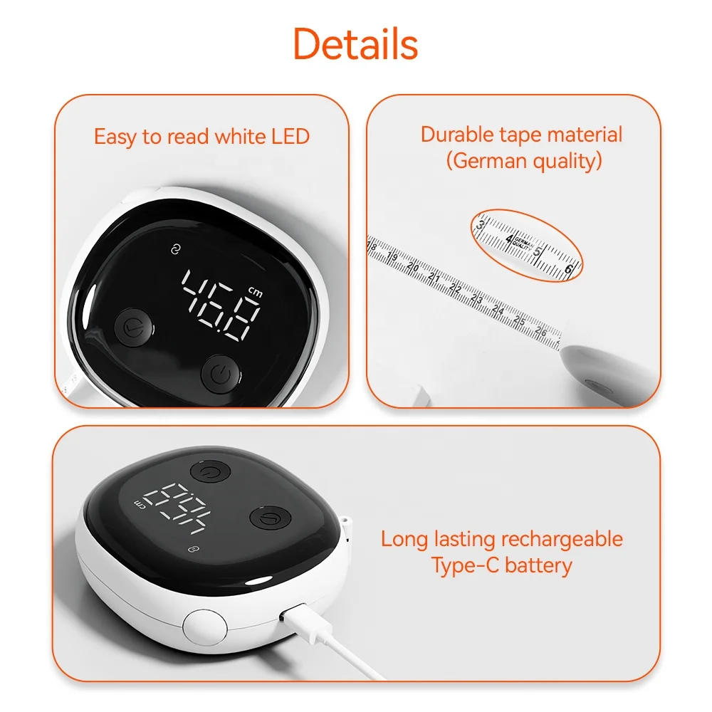 Smart Electronic Tape Measure for Body Fitness Personal Health Made of Durable Plastic