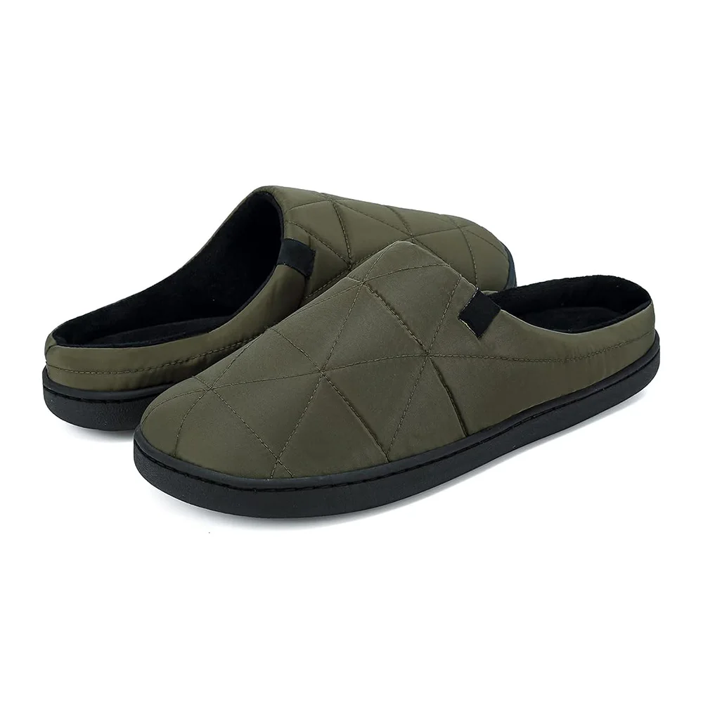 Мужские Зимние удобные тапочки с закрытым носком уличные водонепроницаемые стельки плюшевой подкладкой и эффектом памяти