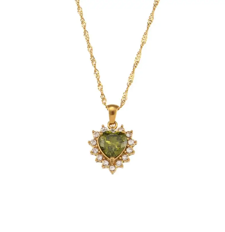 Crystal Heart Of The Ocean Hollow Custom Zircon Stainless Steel Jewelry Pendant Necklace For Women Fine Jewelry