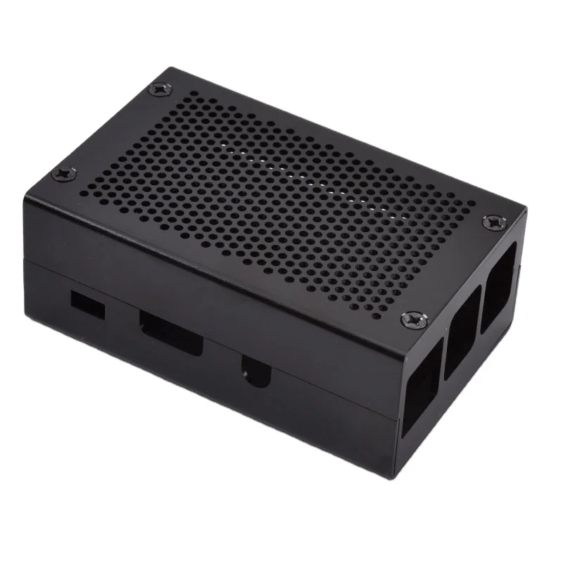 Custom OEM New Black Aluminum Alloy Protective Case Enclosure Box For Raspberry Pi 4B+
