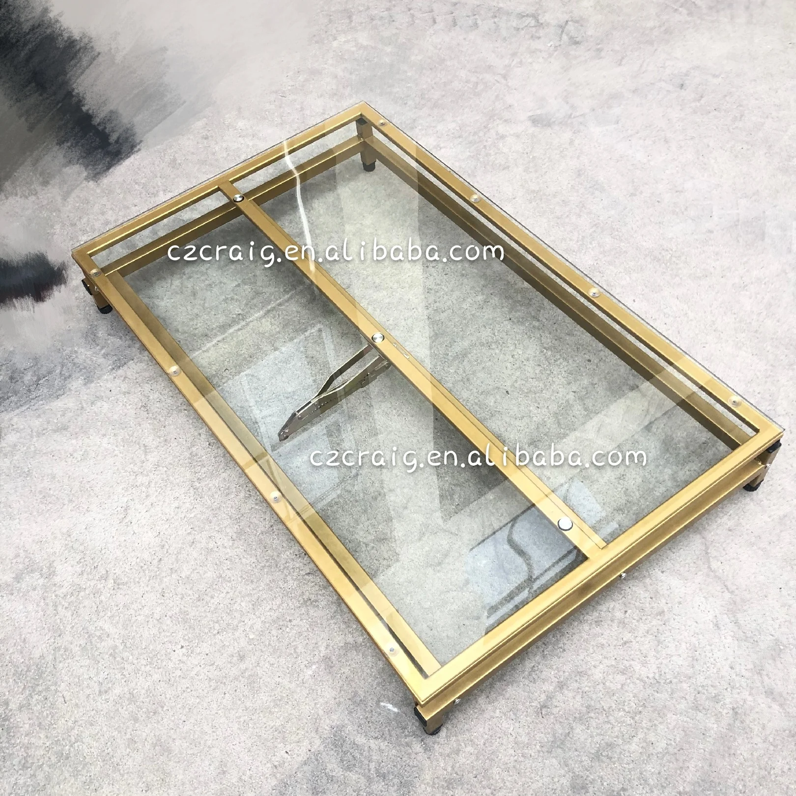 
New Design Golden Metal Frame Glass Drafting Table For Drawing 