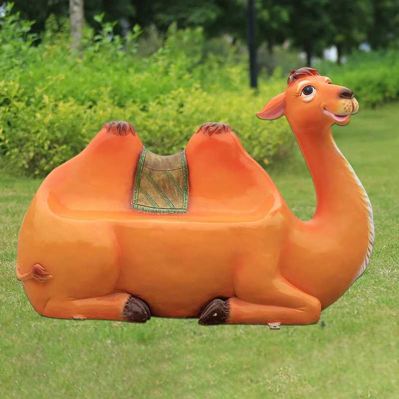 Life Size Fiberglass Animal Seat/ Large Fiberglass Animal Chair Statue for Sale/ Resin Fiberglass Animal Horse Seat