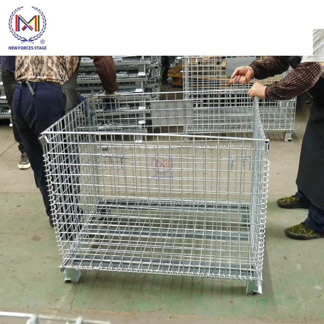 Металлическая коробка может быть сложена по гарантии, Складская рулонная Запираемая клетка для хранения и контейнер, контейнер из проволочной сетки