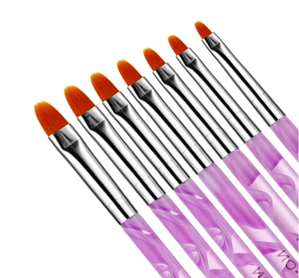 Purple Sea Wave Handle 7pcs/Set Nail Glue Brush UV Nail Brush Nail Polish Brush