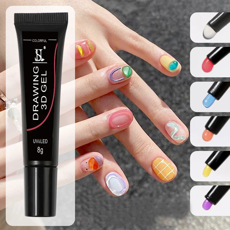 HS Nail Art Design Korea Style DIY Modeling Nail Gel 10 Colors 3D 5D Candy Gel Polish