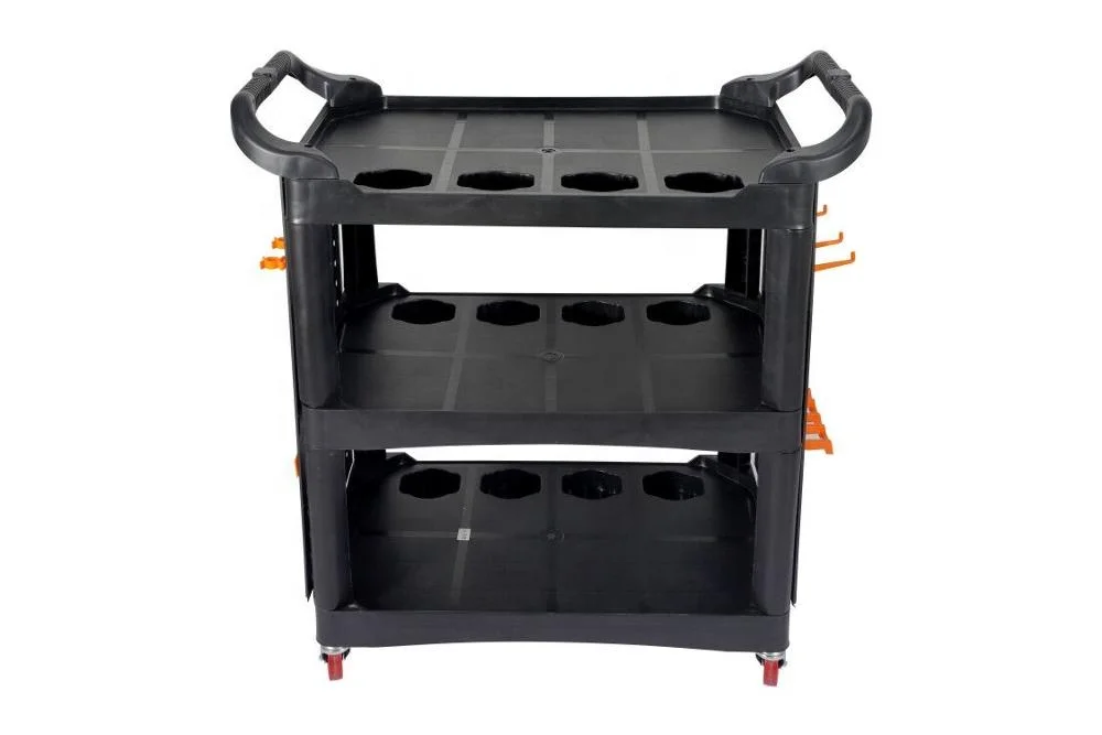 High Efficiency Tool Trolley Supermarket 3 Shelf Tool Cart Household Car Detailing Cart