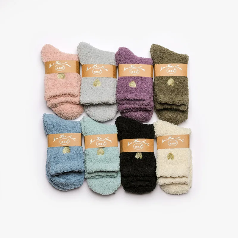 household Socks manufacturers 2024 fashion winter keep warm Embroidery lovey floor coral fleece women household Socks
