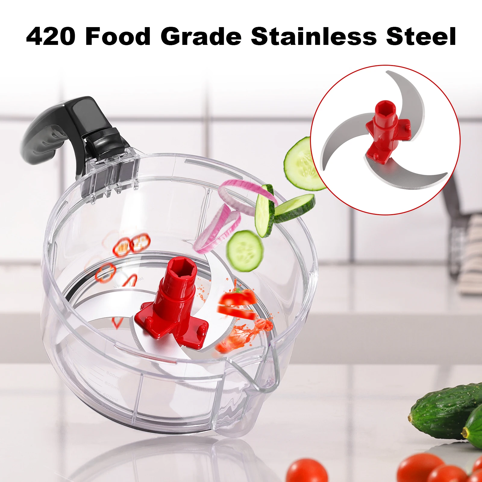 Household Hand Crank Manual Vegetable Chopper Cutter 3 In 1 Multi Chopper Manual Salad Vegetable Chopper