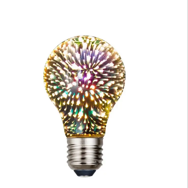 Classic Edison Glass 3D Visual Diamond Firework 2700K Warm White LED Creative Bulb For Festival Decoration