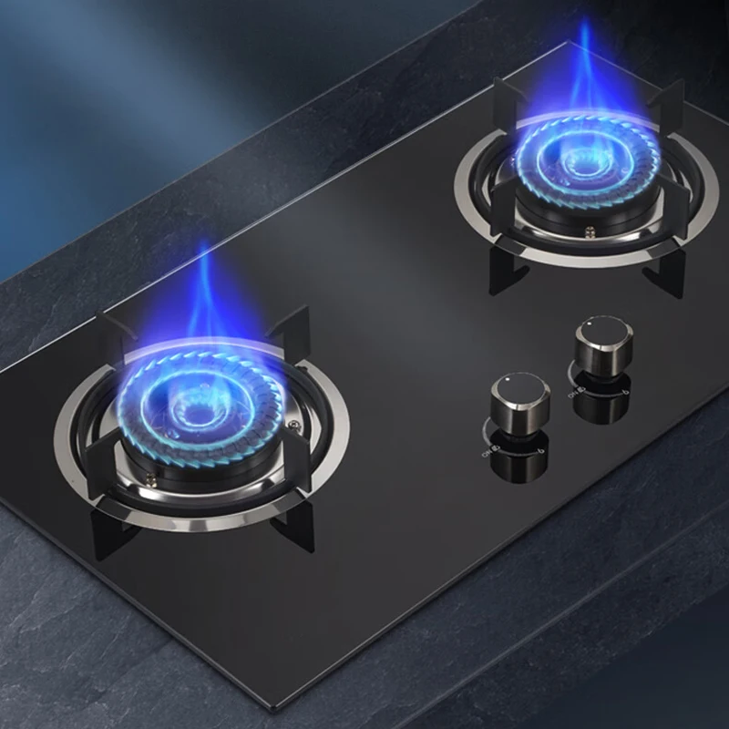 New gas cooker double-burner household liquefied gas desktop embedded fierce fire timer gas stove