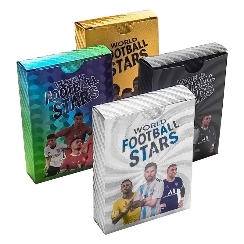 55Pcs Football Cards 2024 Gold Silver Black Football Game  World Class Star Collection Football Cards Packs
