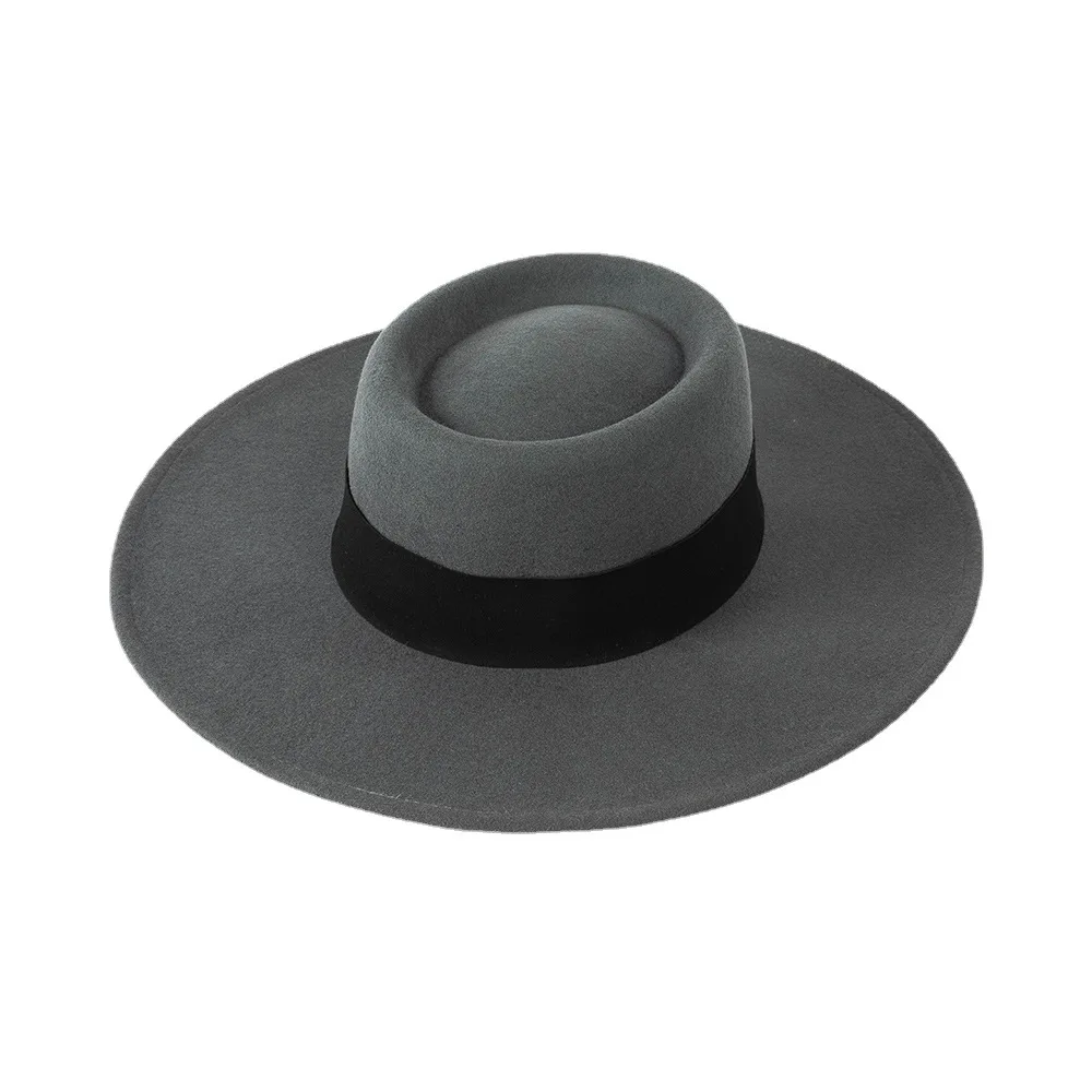 Wholesale High Quality Australian Wool Wide Stiff Brim Felt Pork Pie Hat For Men Women