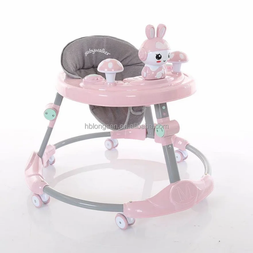 6-12 Month Toddle Use 360 Degree Rotating Round Swivel Wheels Foldable Baby Walker With Music And Light