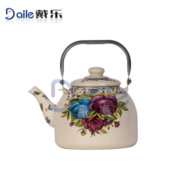 Wholesale Enamel Cast Iron Ware Kettle Teapot Custom Decal Enamel Tea Kettle with Handle