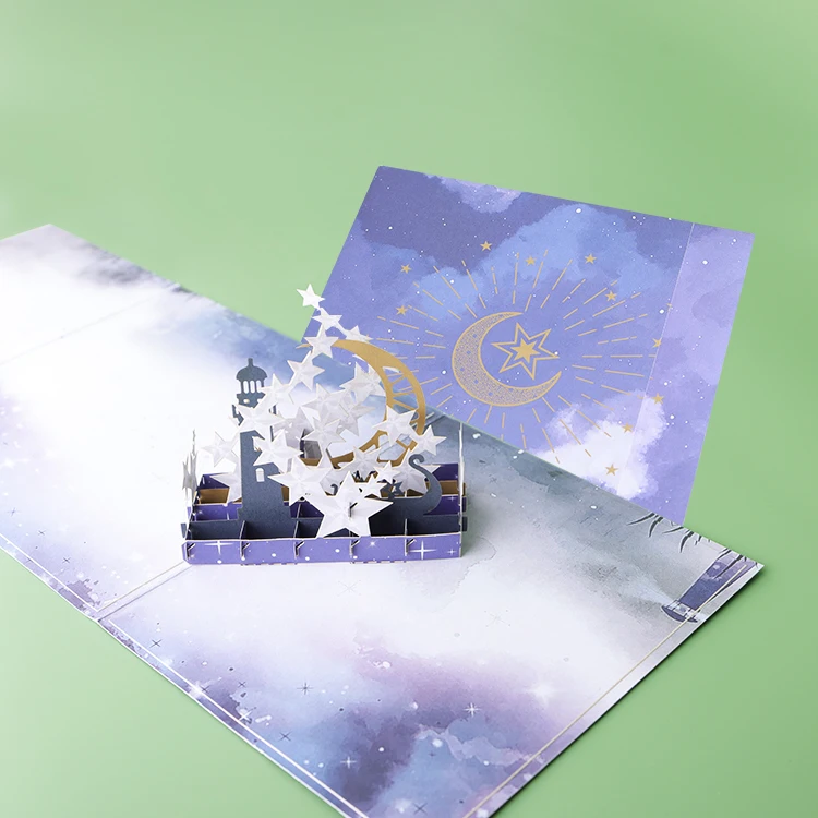 Custom greeting cards Handmade holder Happy Ramadan Eid 3D pop up invitation card