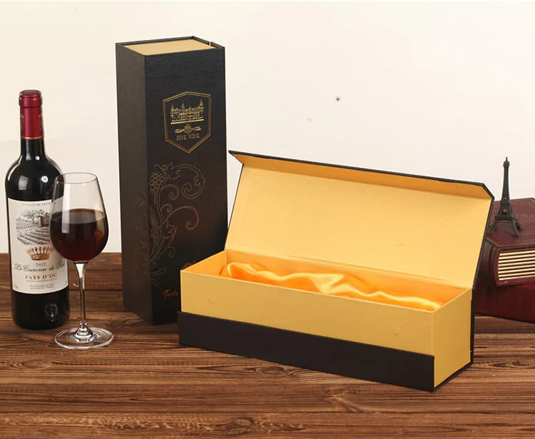 Custom Logo Rigid Cardboard Magnetic Champagne Bottle Paper Wine Whisky Gift Packaging Box