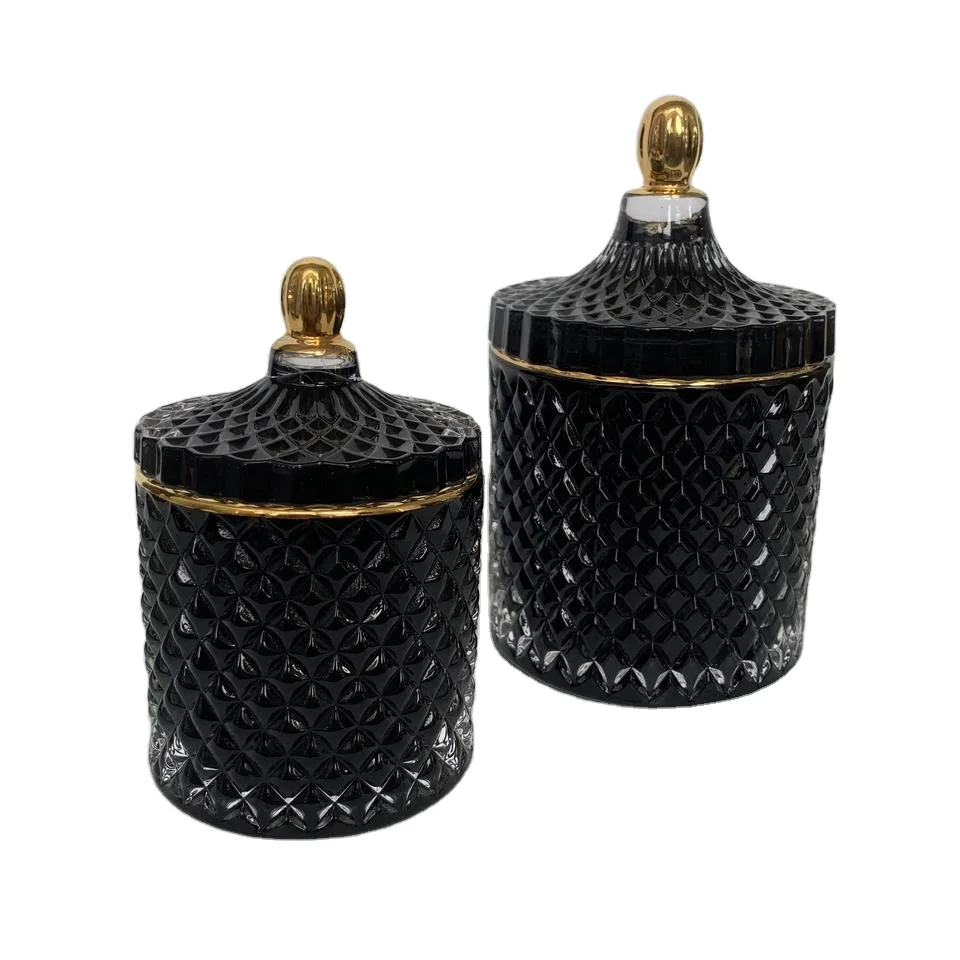 Custom popular European candy jar Candle jar household decoration empty crystal geo cut glass candle container for candle making