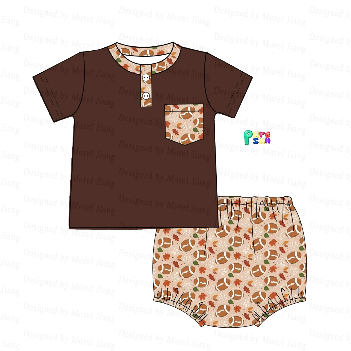 2024 wholesale baby romper kids outfits football pattern boy and girls to match  OEM ODM-Puresun