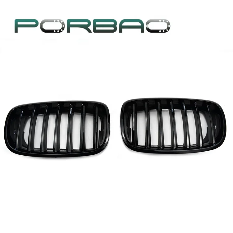 PORBAO Auto Headlight Shine Black Single Line Car Front Grille for X5/E70