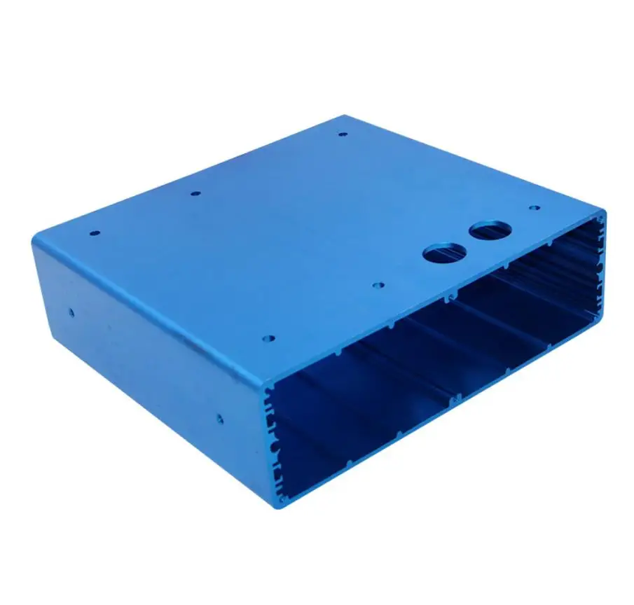 blue aluminum anodized battery box aluminium section brushed brass housing rectangular