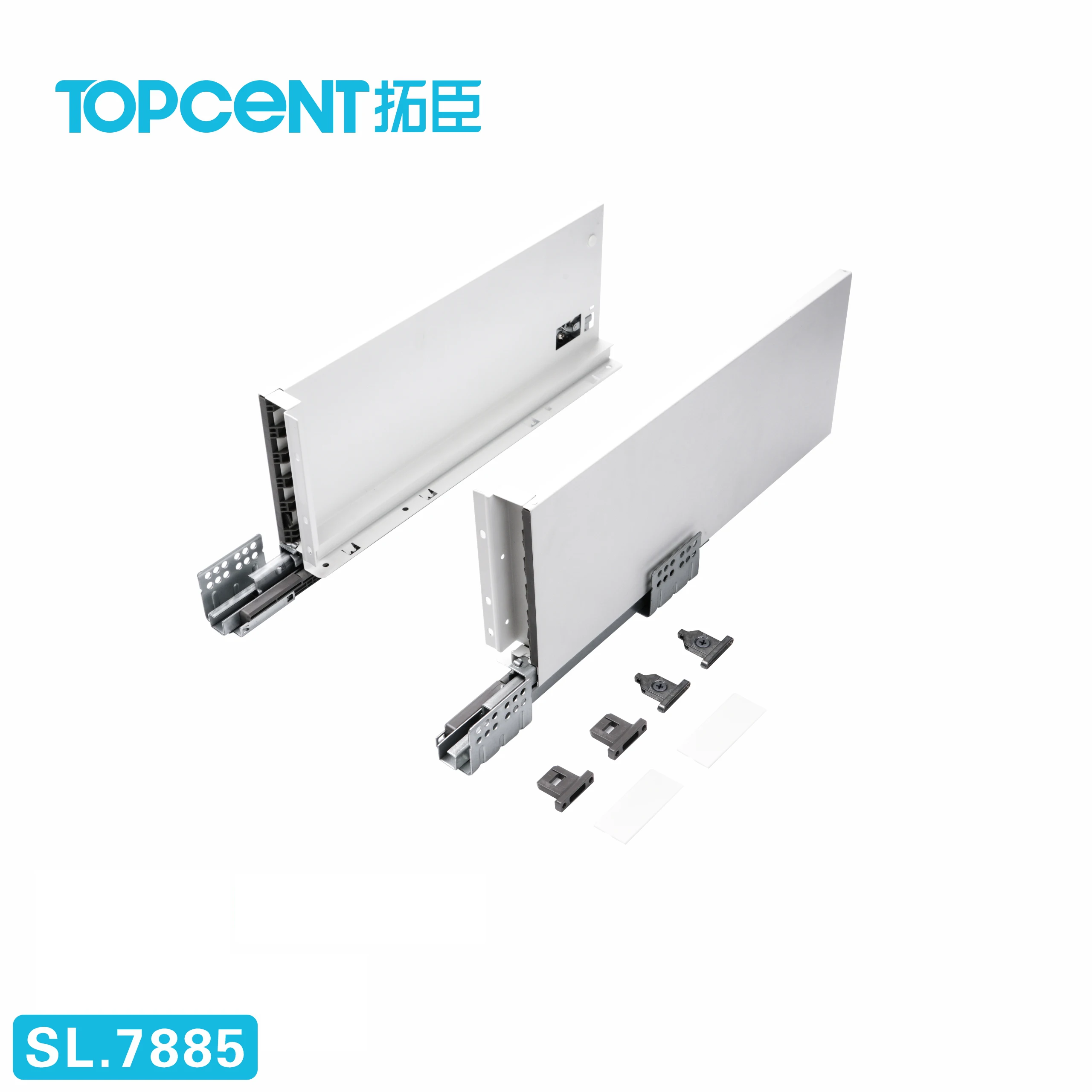 TOPCENT, Тандемная коробка, полностью удлиняющийся мягкий закрывающийся ящик, скользящий металлический ящик с бампером, скользящая роликовая дорожка