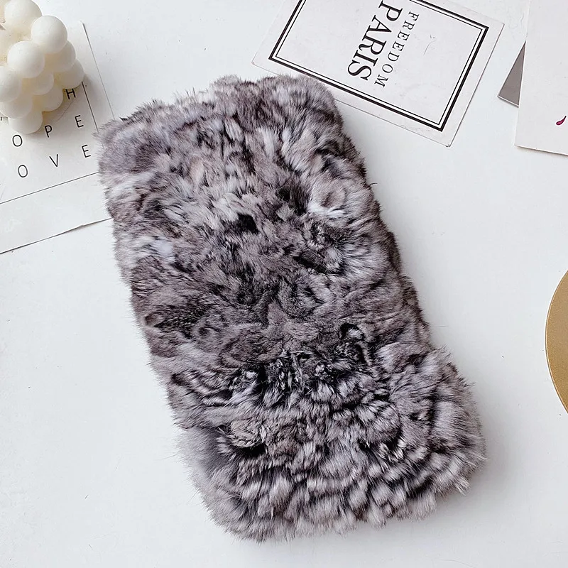 2024 Ladies Winter Luxury Real Chinchilla Fur Headbands Women Chinchilla Fur Neck warmer Hand Knitted Chinchilla Fur Hat