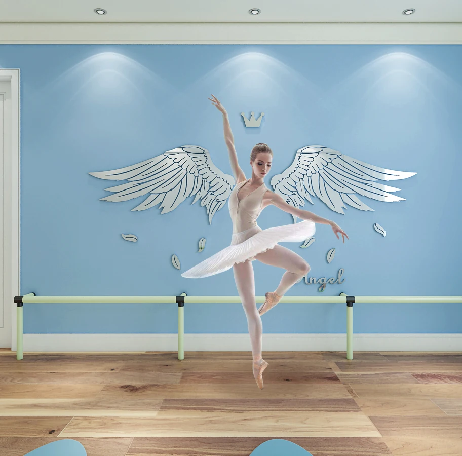 Factory wholesale acrylic wall stickers Angel Wings Butterfly bat creative wings beauty salon shop living room background wall