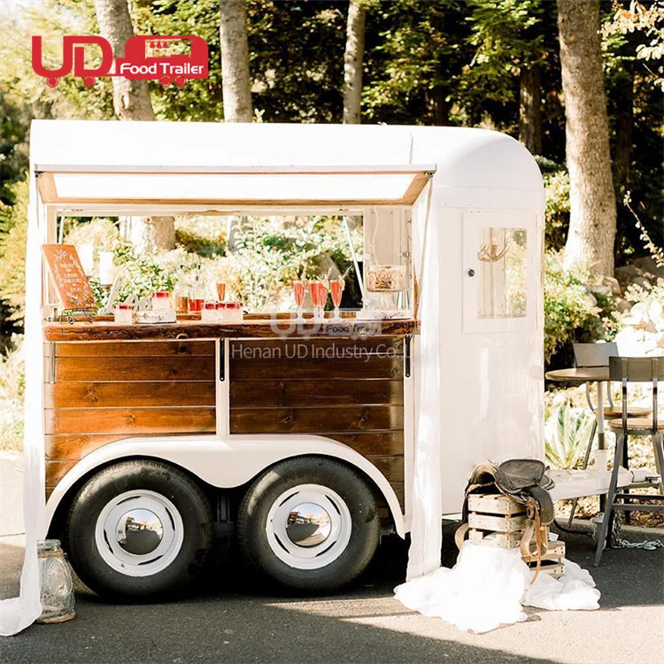 Vintage Mobile Bar Outdoor Horsebox Trailer Dessert Ice Cream Vending Cart Coffee Horse Trailer Food Truck