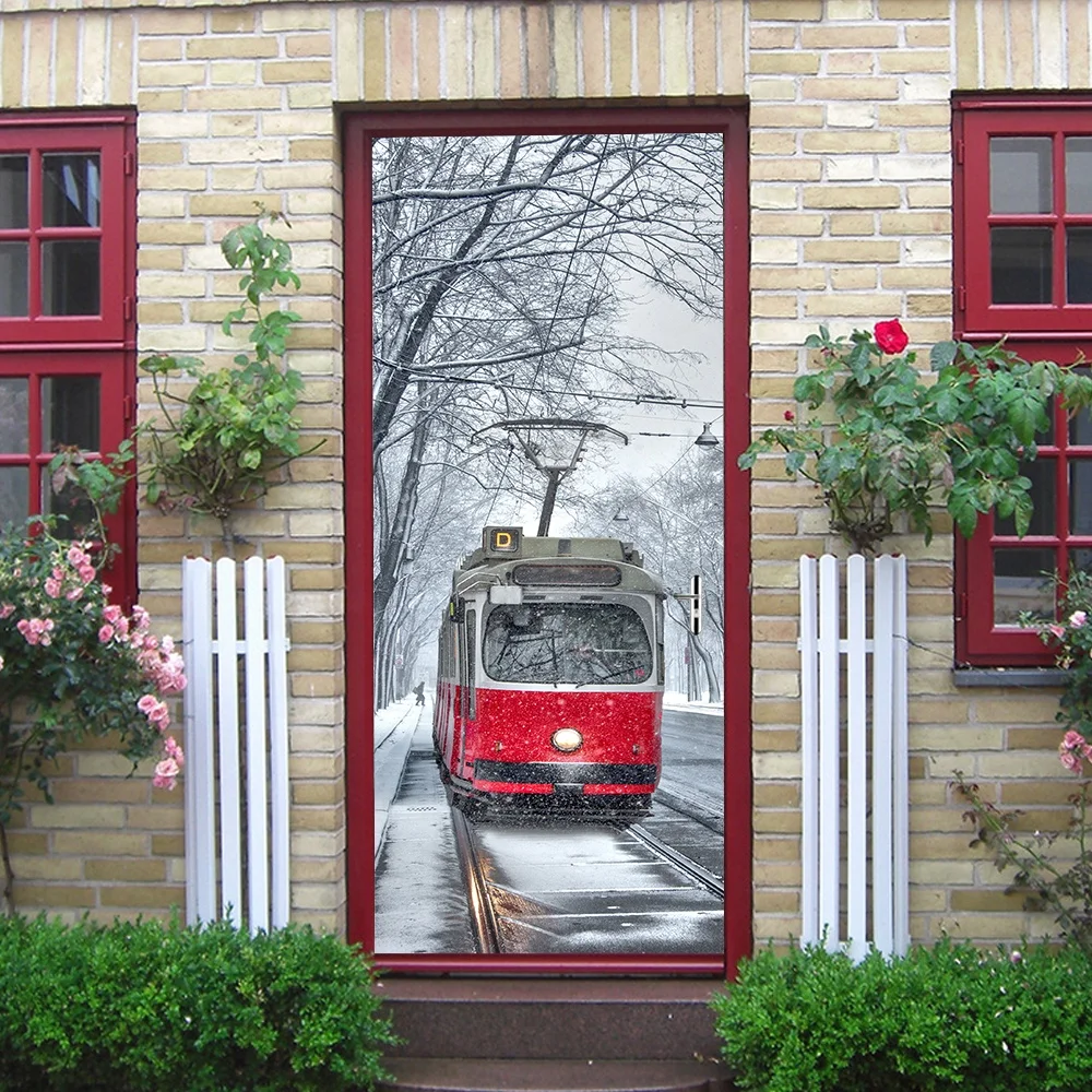 Door Wall Mural Wallpaper Stickers Vinyl for Xmas