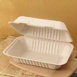 Compoastable White Food Boxes Disposable Clamshell Box Takeaway Food Packaging Sugarcane Bagasse Food Container