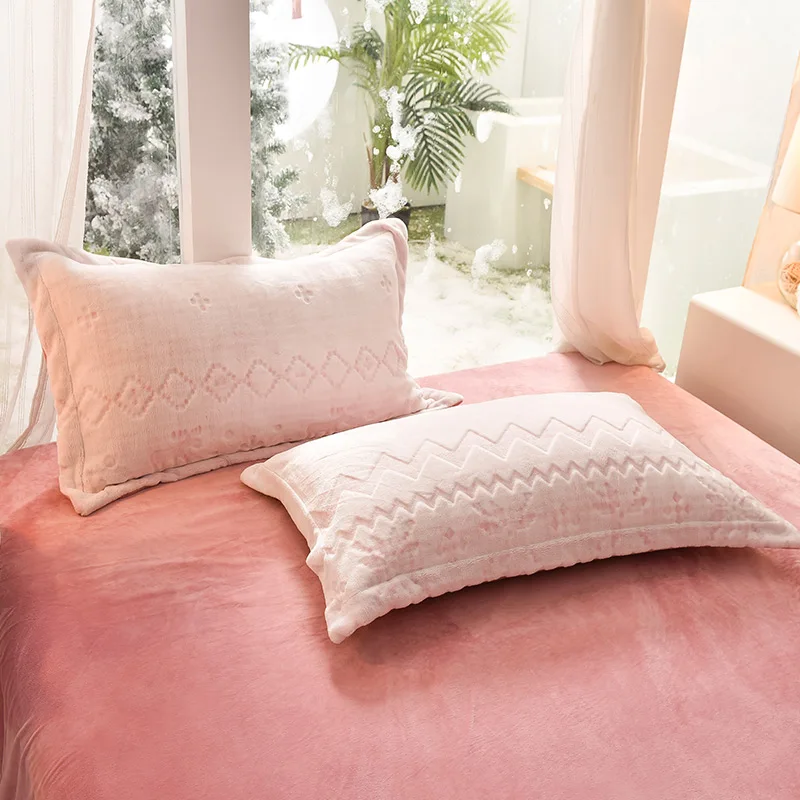 winter thermal flannel bed sheet, Milk velvet cut flower polyester 4 bedding set