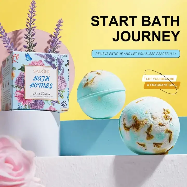 OEM SADOER Private Label Natural Lavender Shower Moisturize Smoothing Remove Dead Skin Essence Whitening Salt Bath Ball