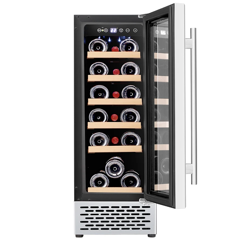 Smart Touch Screen Wine Cooler Wine Fridge Built in Cabinet Wine Cellar Built-in Black with Lock Wooden Shelves